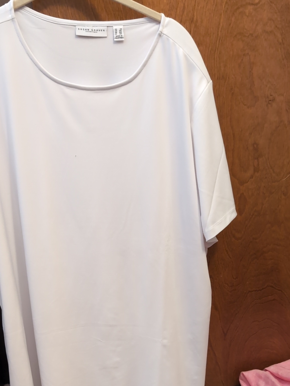 Susan Graver White Lined Scoop Neck Short Sleeve Top